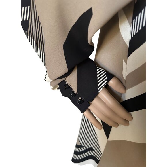 Geometric Print Button-Up Long Sleeve Blouse by Dennis Basso - Picture 4 of 4